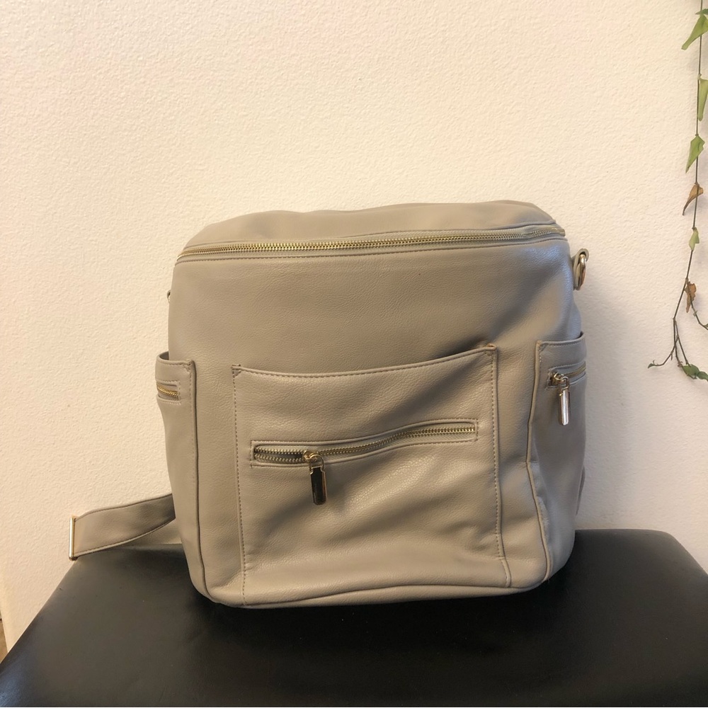 MISS FONG Mini leather Diaper Bag Backpack.Diaper Bag with Changing Pad